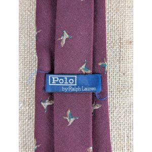 Y2k Polo Ralph Lauren Burgundy Silk Repp Tie Flying Duck Motif